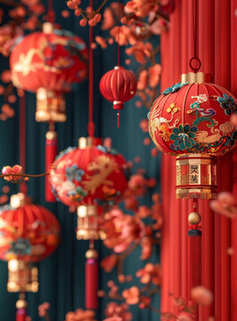 春節(jié)大紅燈籠