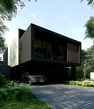 現(xiàn)代黑色房屋建筑