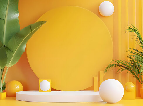 黃色極簡抽象3D背景