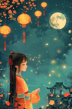 漢服少女賞花燈