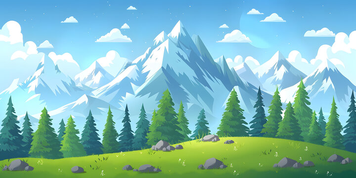 綠色樹木和草地上的山地風景