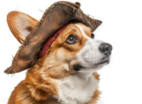 一只戴著海盜帽的柯基犬