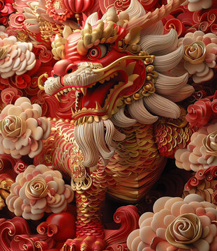 祥龍獻(xiàn)瑞的AI圖片