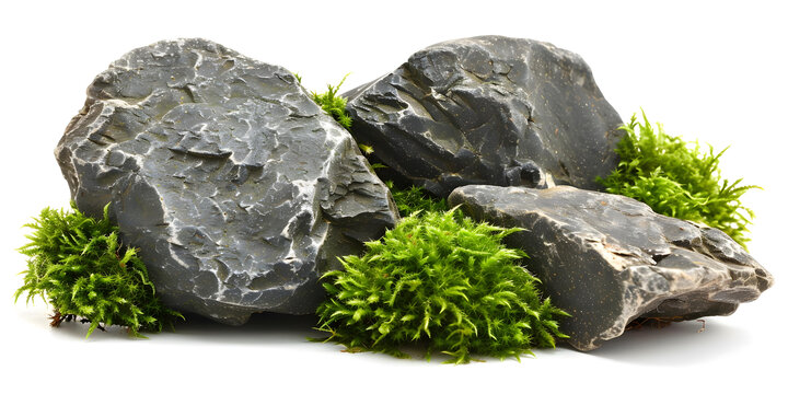 灰色石頭上的綠色苔蘚