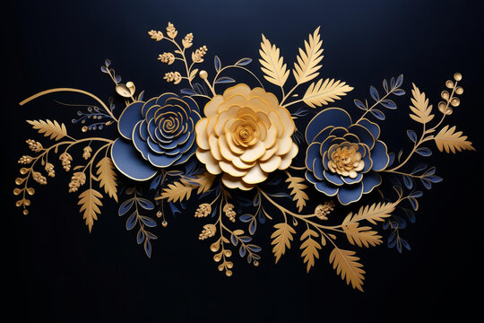 藍色和金色紙花