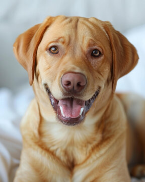 一只快樂的黃色拉布拉多獵犬