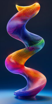 五彩繽紛的螺旋樓梯3d渲染圖