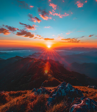 日落時(shí)分的山景
