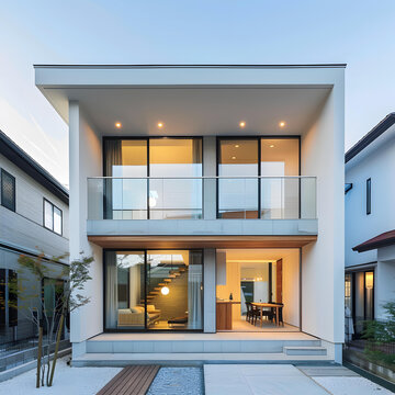 現(xiàn)代兩層玻璃陽臺住宅