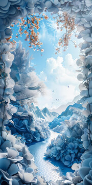 奇幻藍(lán)白森林