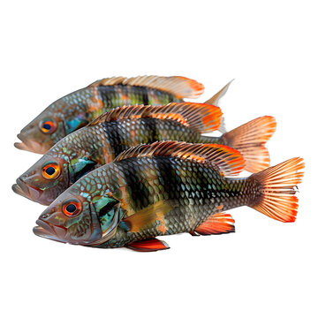 [免摳素材]白色背景上的三條彩色魚