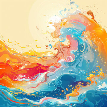 抽象海洋波浪畫