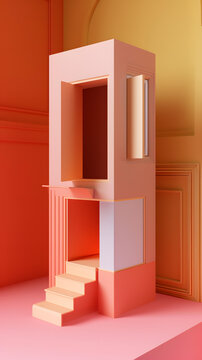 極簡主義房屋的抽象3D