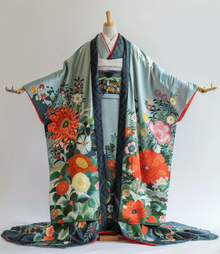 一件帶花卉圖案的和服