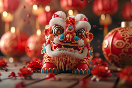 舞獅的AI圖片