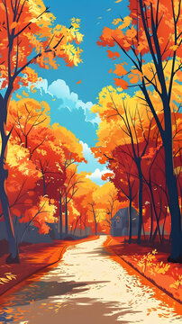 秋天的森林小路風(fēng)景