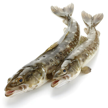 白色背景上的兩條新鮮魚