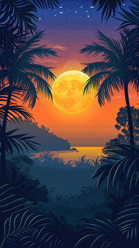 熱帶叢林中的月夜