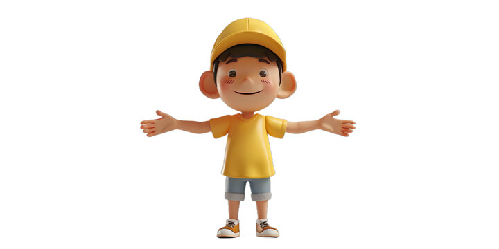 [免摳素材]3D卡通男孩張開雙臂