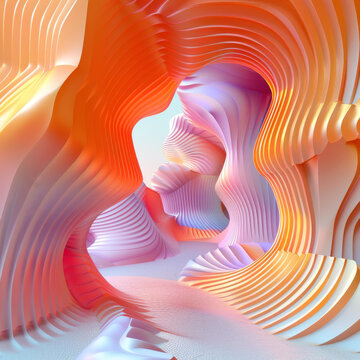醉人的 3D 曲線洞穴渲染