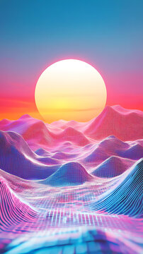 霓虹落日抽象景觀