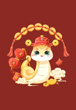 蛇年國(guó)潮插畫(huà)