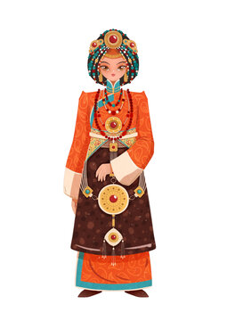 藏族康巴地區(qū)民族服飾女孩