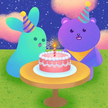慶祝生日卡通可愛(ài)插畫
