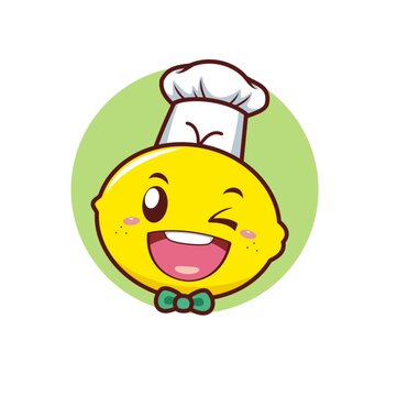 卡通可愛檸檬廚師頭像矢量圖