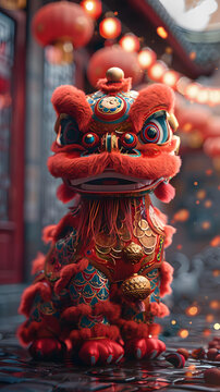 舞獅子的AI圖片