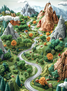 玩具景觀與山脈道路