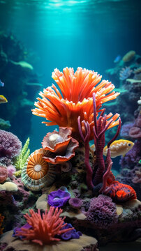 海底世界各種類型的珊瑚和熱帶魚