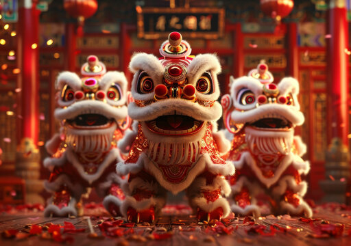 舞獅鬧春迎佳節(jié)