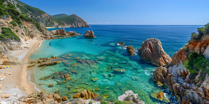 巖石海灘與清澈的海水