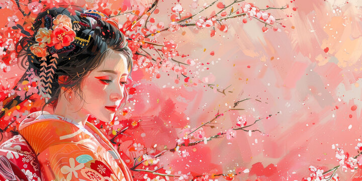 櫻花和服少女