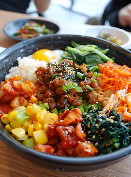 韓國(guó)辣豬肉蔬菜拌飯