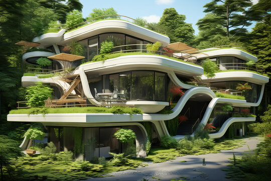 森林中的未來綠色生態(tài)住宅