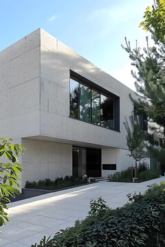 現(xiàn)代建筑的簡潔之美：水泥外墻與綠植的完美融合