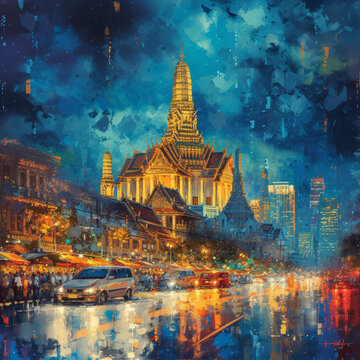 曼谷城市景觀插圖
