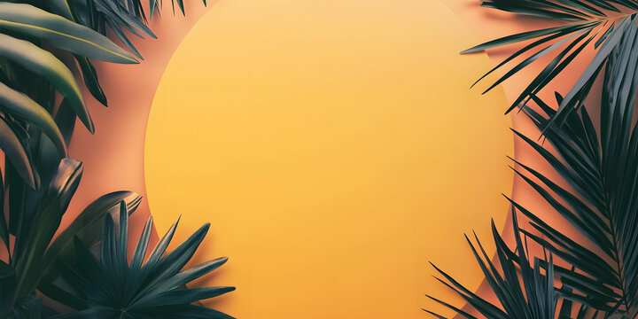 熱帶植物葉子黃色背景