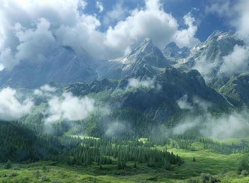 奇幻的山水云霧仙境