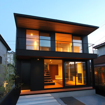 現(xiàn)代黑色木質外墻住宅