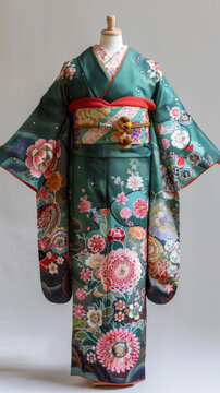 一件帶花卉圖案的和服