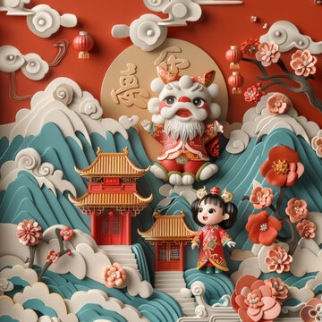 歡樂祥和的春節(jié)景象