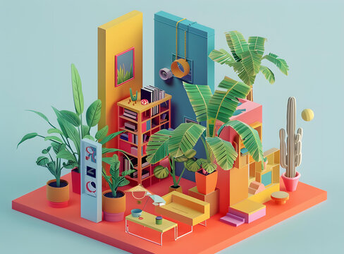 熱帶風(fēng)格客廳3D