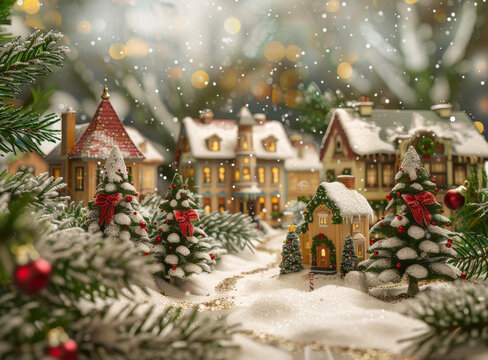 雪景圣誕小鎮(zhèn)微縮景觀