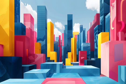 五彩繽紛的3D建筑之城