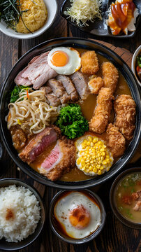 日式咖喱豬排雞塊蛋包飯