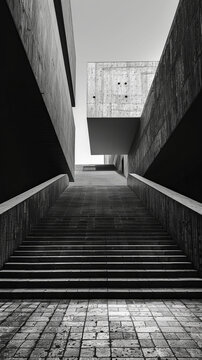 黑白野獸派建筑樓梯