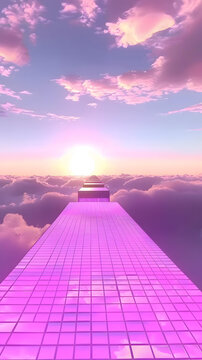 通往太陽(yáng)的粉紅天空建筑
